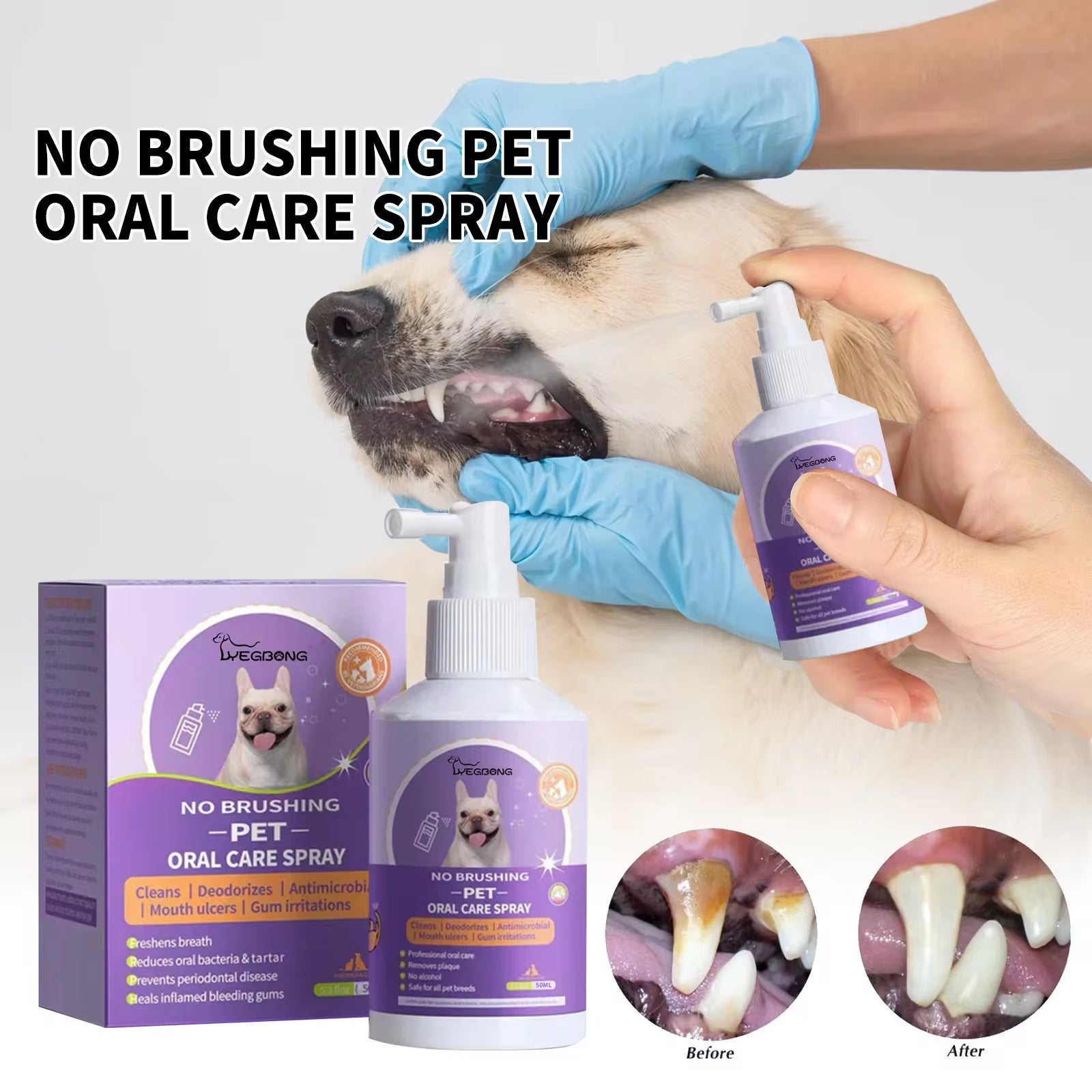 5-in-1 Pet Oral Care: Spray for Clean Teeth & Fresh Breath